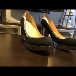 Black suede multi Audrey Brooke heels